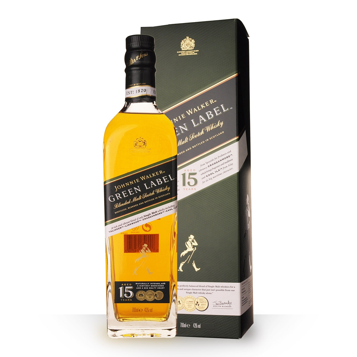 Whisky Johnnie Walker Green Label 15 Ans Réserve 70cl Etui dev.odyssee-vins.com
