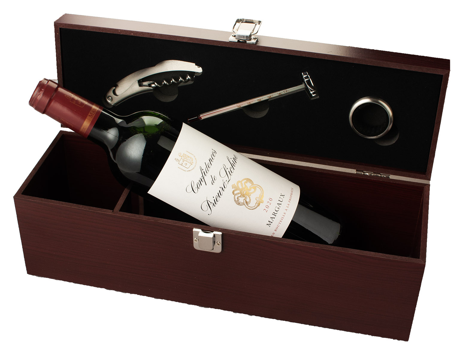 Coffret bois 3 accessoires Confidence de prieuré lichine Maugaux 1x75cl dev.odyssee-vins.com