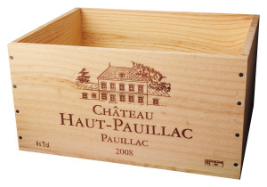 Caisse Bois 6x75cl estampillé Haut Pauillac dev.odyssee-vins.com